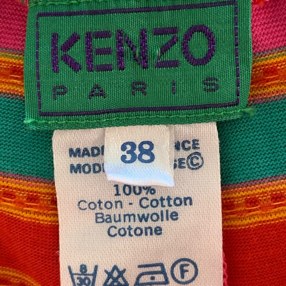 Kenzo Paris red pink green stripe strapless dress - Picture 8 of 10